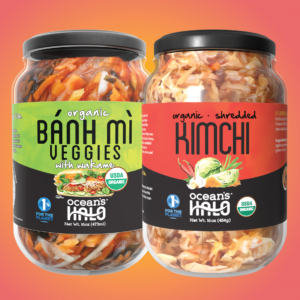 organic banh mi and kimchi condiments in jars
